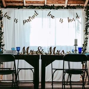 Mr & Mrs Table Decor and Love Is Patient Kind Bann